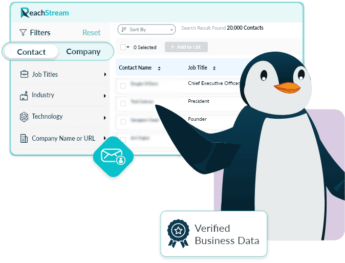 ReachStream lead generation platform with verified business data
