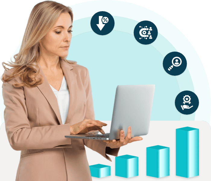 Businesswoman highlighting lead generation challenges.