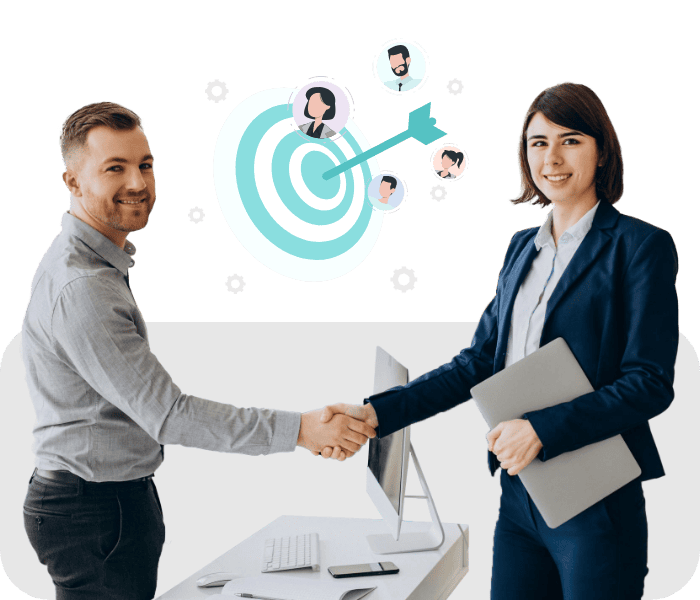 Business professionals shaking hands, symbolizing successful deals closures