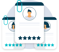 Graphic of verified candidate profiles symbolizing efficient hiring decisions