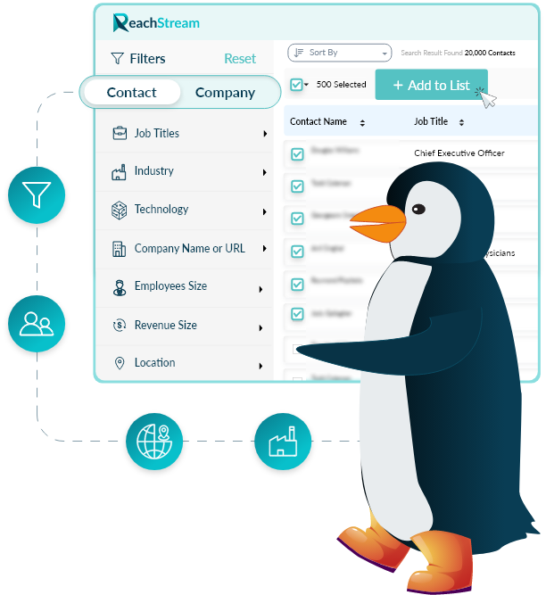B2B List Builder by ReachStream for targeted contact lists