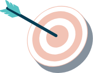 Icon of a target with an arrow symbolizing precise audience segmentation