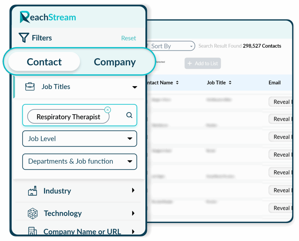 Advanced Filters To Find Respiratory Therapist Contact List