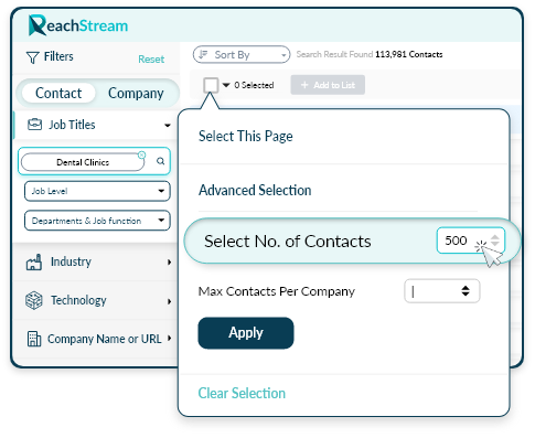 Advanced Filters To Find Dental Clinics Contact Data