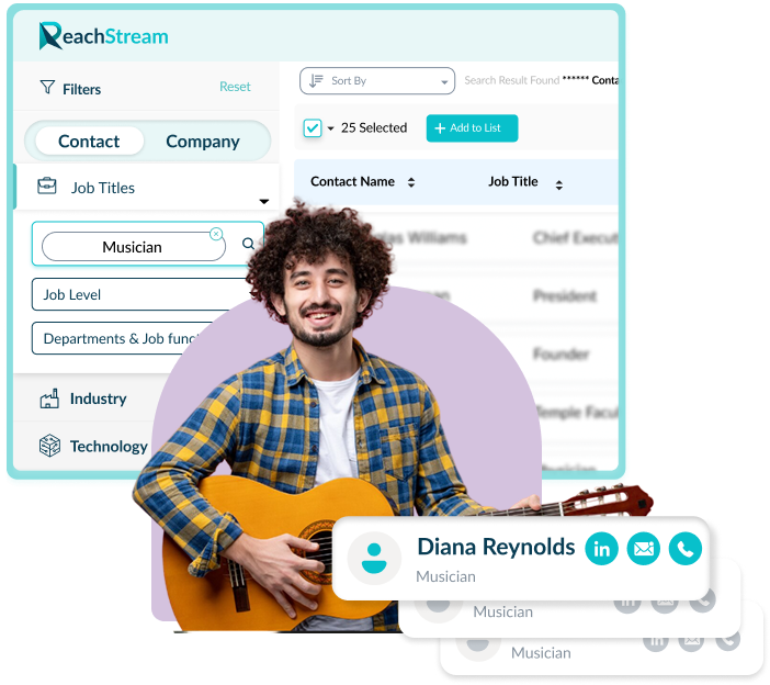 Get Verified Musicians Email List From Reachstream