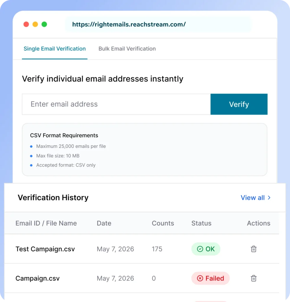 Reachstream Email Verifier For Single And Bulk Email Validation