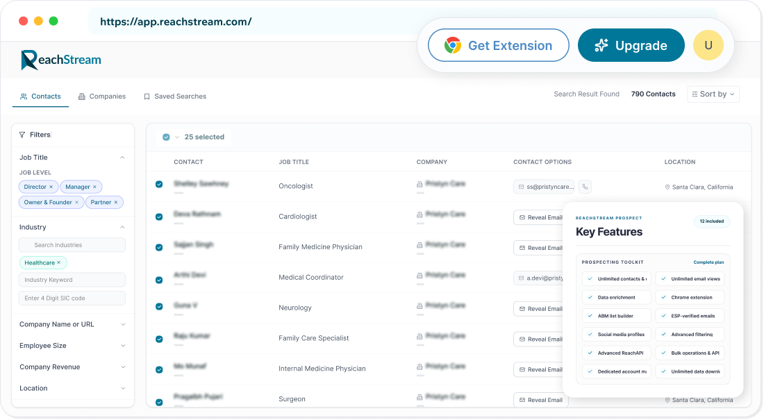 Reachstream Healthcare Prospecting Platform 1